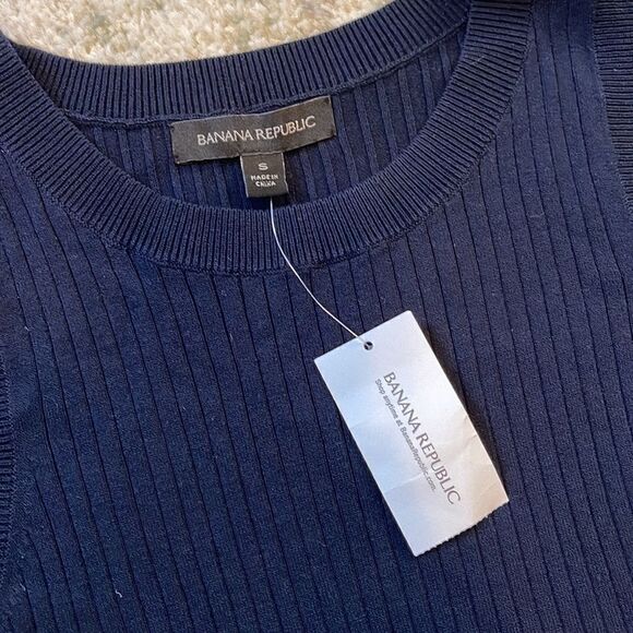 NWT Banana Republic Side-Stripe Knit Midi Dress Navy Blue S - Picture 5 of 5